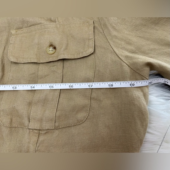 Lauren Ralph Lauren Size 8 Khaki Linen Shirt Dress Safari Style - Picture 12 of 14